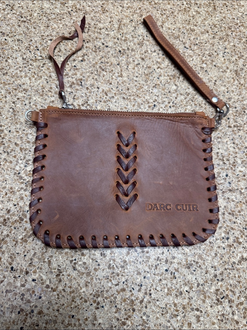 Darc Cuir Brown Leather Wristlet Clutch